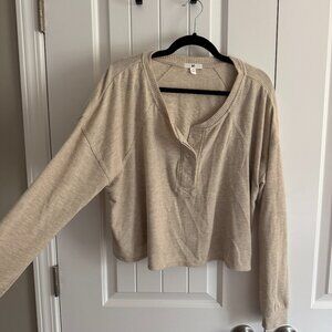 Bp. Nordstrom Crop Stitch Pullover Henley Long Sleeve